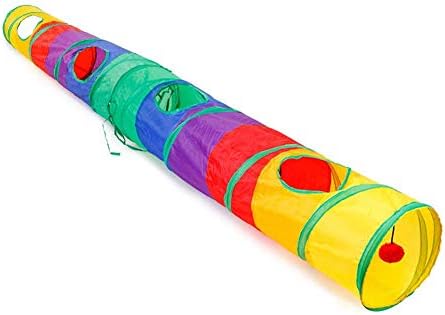 Symboat Foldable Rainbow Cat Play Tunnel 2 Holes Foldable Portable Rabbit Kitten Animal Play Toy