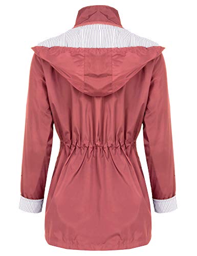 FISOUL Raincoats Waterproof Lightweight Rain Jacket Active Outdoor Hooded Women's Trench Coats Orange