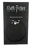 Official Harry Potter Jewellery Black Leather Charm Bracelet for Harry Potter Slider Charms Available in 4 Sizes (20 Centimeters)