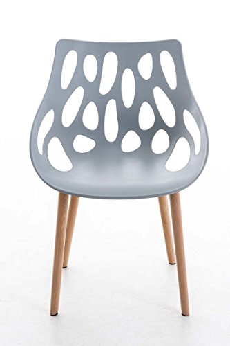 CLP-Sedia-in-Polipropilene-Hailey-Sedia-Design-Telaio-in-Legno-di-Faggio-Sedia-da-Pranzo-Seduta-44-cm-Sedia-Moderna-Portata-Max-150-kg-Sedia-Attesa-Facile-da-Pulire-Grigio