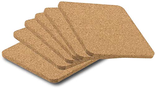 eBuyGB Set of 6 Premium Square Cork Coaster Coasters for Cups/Mugs