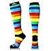 NEWZILL Medical Compression Socks for Women & Men Circulation 20-30 mmHg, Best for Running Athletic Hiking Travel Flight Nurses (Rainbow Stripes, L/XL)