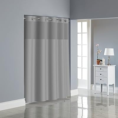 Amazon Com Hookless Rbh80my048 Fabric Shower Curtain With Built