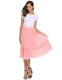 Falda de verano, de gasa, cintura alta, dobladillo grande plisado, longitud de tobillo, para playa