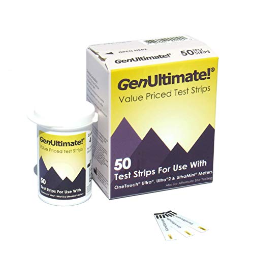 GenUltimate Test Strips for Use with Onetouch Ultra, Ultra2 and Ultramini Meters, 50 Test Strips