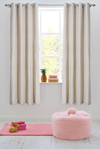 JarlHome Small Polka Dot Cotton Blackout Grommet 52" x 84" Curtains for Bedroom 2 Panels, Beige JR430202