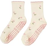 Shapes Studio Crew Half Calf Grip Socks, Cutest Fruits Pilates Socks, Ruffle socks, Non-Slip, Barre Yoga Fitness