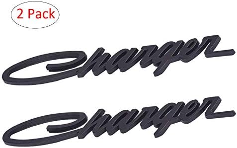 WindCar 2pcs Charger Emblems 3d Charger Nameplate Sticker Badge For Dodge Charger Chrysler Car Decoration (Black)