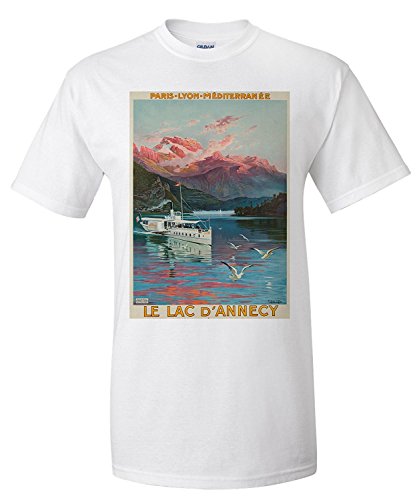 Le Lac d’Annecy – Paris – Lyon – Mediterranee Vintage Poster (artist: D’Alesi) France c. 1900 (Premium T-Shirt)