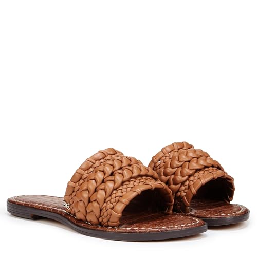 Sam Edelman Women's Giada Flat Sandal Light Cuoio Brown 5 Medium
