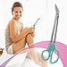 Happy Healthy Smart Finger and Toenail Scissors for Adults & Seniors, Long Stainless Steel 8 1/4 Inch Nail Clippers with Ergonomic Design, Long Handle and Angled Blades (Turquoise)