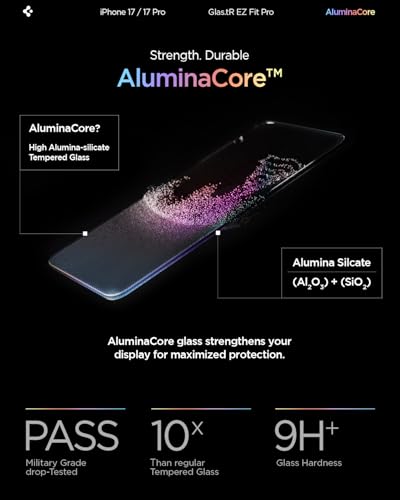 Spigen GLAStR EZ Fit PRO for iPhone 17 PRO Screen Protector | iPhone 17 | iPhone 16 PRO Premium Tempered Glass [Aluminum-Enhanced Durability] Impact resistance [2 PACK]