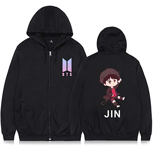 DHSPKN BTS Cartoon Zipper Jacket Bangtan Boys Hoodie Jungkook Suga V Jimin Sweater Coat