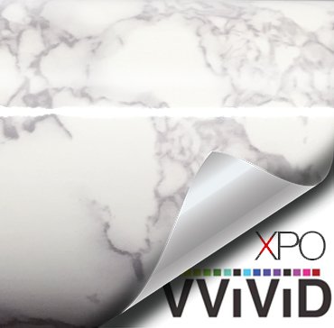 VViViD XPO White Grey Marble Gloss Vinyl Extra-Large Wrap Film Roll (48" x 60")