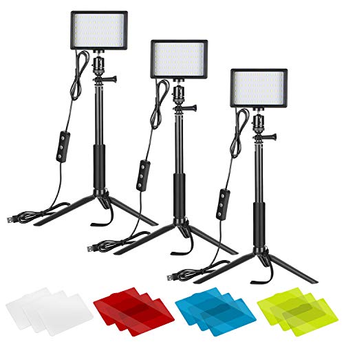 Neewer Video Conference Light Kit, 3Pack Dimmable 5600K USB LED Video