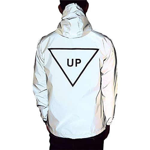 fangfei Reflective Coat Hooded Windbreaker Fashion Runing Jacket(UP)