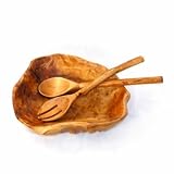 Rootworks Large Salad Bowl w 2 Root Servers