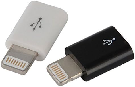 Firefox cable Micro USB Female to 8 Pin for Apple Adapter Converter Micro usb Cable Charger Adapter For iPhone 6 5 5S 5C (White-Black  2PC)