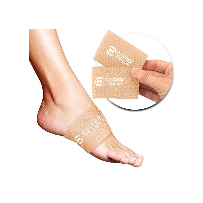 Copper Compression Copper Arch Support - 2 Plantar Fasciitis Braces/Sleeves. Foot Care, Heel Spurs, Feet Pain Relief…