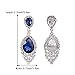 BriLove Wedding Bridal Dangle Earrings for Women Crystal Teardrop Cluster Beads Chandelier Jewelry Navy Blue Sapphire Color Silver-Tone