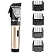 Maxshop Dog Cat Clippers, Low Noise Rechargeable Cordless Animal Clippers - Professional Pet Grooming Clippers Kit with Scissor, Comb and Detachable Blades(gold)