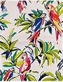 Watercolor Parrots in Tropical Paradise Abstract Vinyl Flannel Back Tablecloth (60