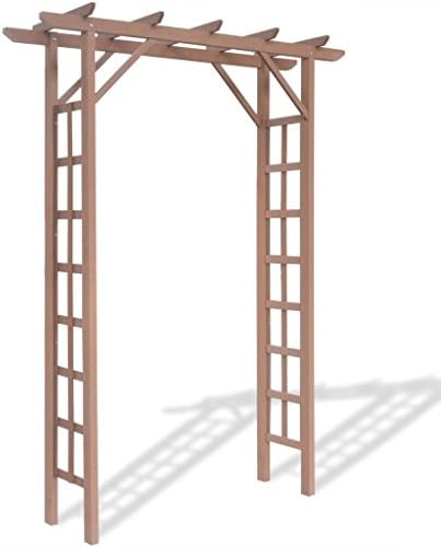BestHomeFuniture Garden Rose Arch w/Flat Top WPC Brown Outdoor Arbor Pergola Entryway