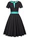 Belle Poque Summer Pocket Short Sleeve Colorblock Flared A-Line Dress Cocktail Business BP448