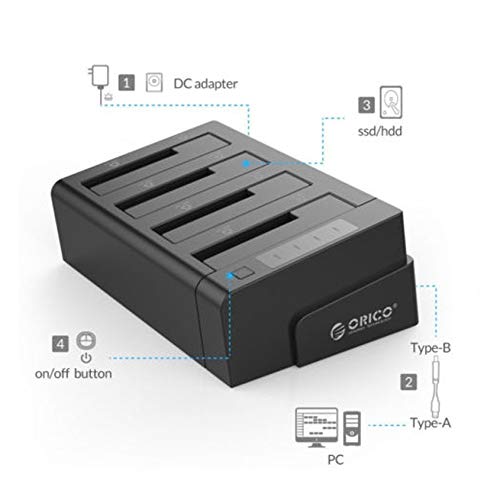 Florenceenid ORICO6648US3-C-V1 4-Bay SATA Hard Drive Docking Station USB3.0 Tool Free Off-line Duplicator for 2.5/3.5 inch HDD SSD