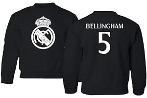 SONANSU Soccer Star Madrid Football Jersey Style Bellingham Youth Crewneck Sweatshirt