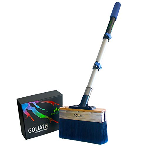 EVERSPROUT 1.5-3.5 Foot Goliath Deck Stain Brush & Extension Pole Combo | Ultra Wide 7-Inch Design Saves Time | Deck Stain Applicator for Wood, Composite, Concrete | +Bonus Cleaning Comb, Opener, Case