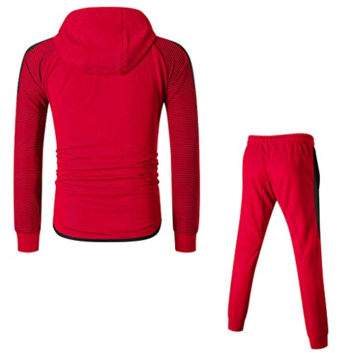 Men's 2 Piece Zipper Hoodie Tracksuit Set Casual Sport Jogging Sweatsuit Activewear Full Zip Sweatshirt Jacket Pants Red