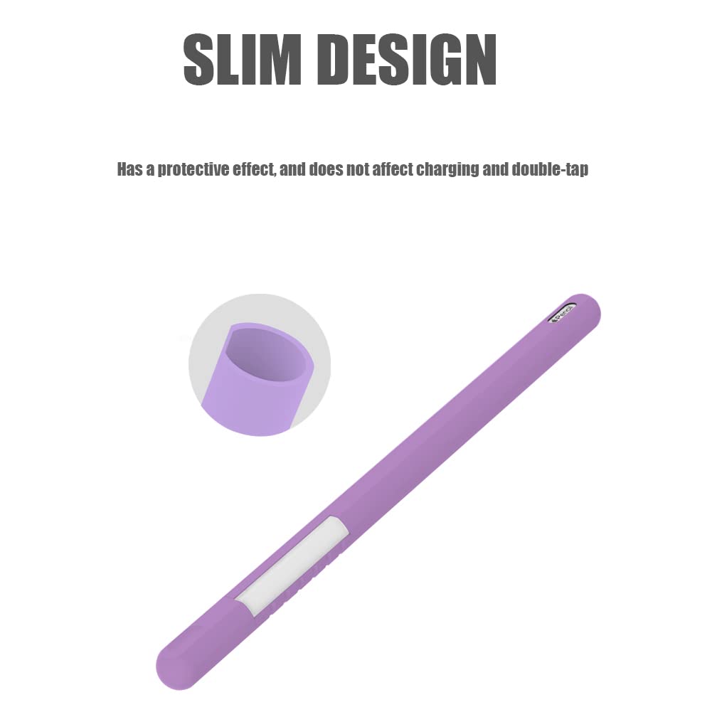 YINVA Sleeve Cover Compatible with Apple Pencil Pro/ 2nd Generation, Grip Skin Case Accessories Compatible with iPad Pencil 2 Gen with Nib Cap (Purple)