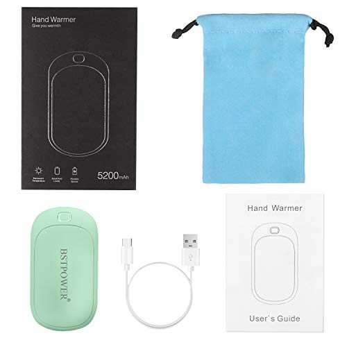 BSTPOWER Hand Warmers Reusable Rechargeable Hand Warmer 5200 mAh Power Bank USB Hand Warmer Electric Pocket Warmers for Skiing Golfing Climbing Hiking Women Men Winter Gift (Green)