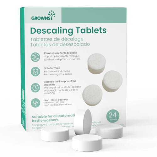 GROWNSY Descaling Tablets Descaler, 24 Descaling Tablets Compatible with Momcozy, Baby Brezza Bottle Washer, Effective for Bottle Washer, Warmer, Sterilizer, Formula Maker