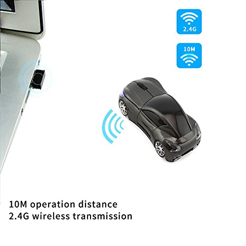 CHUYI Wireless Sport Car Mouse Optical Mouse Mice Ergonomic Design for Computer Laptop Gray Christmas Gift - Thumbnail 3