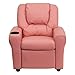 Flash Furniture Vana Vinyl Kids Recliner with Cup Holder, Headrest, and Safety Recline, Contemporary Reclining Chair for Kids, Supports up to 90 lbs., Pink