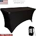 Pro DJ Event Table Scrim with Cable Pass-Through Inserts - SKRIMS Rectangular Four-Way Stretch Spandex Table Cover - 4 ft. Elastic Tablecloth - Black