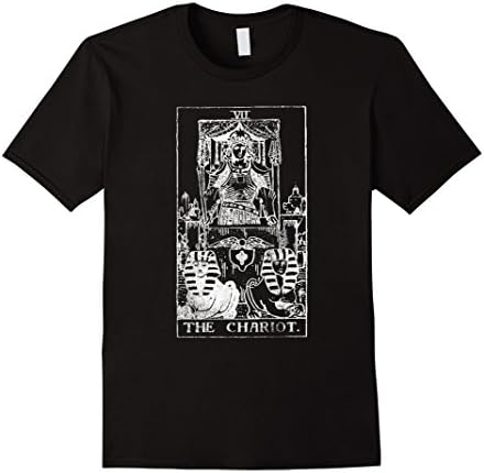 Mens The Chariot Tarot Card T-Shirt (Vintage Design) Large Black