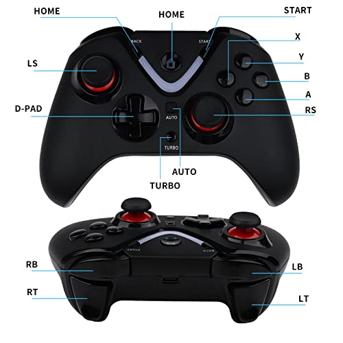 ROTOMOON Wireless Game Controller with LED Lighting Compatible with Xbox One S/X, Xbox Series S/X Gaming Gamepad, Remote Joypad with 2.4G Wireless Adapter, Rechargeable Battery