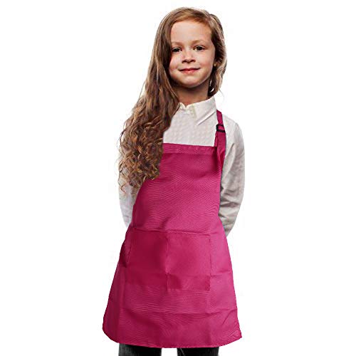 VILONG Pink Kids Apron, Medium Bib,210 Year Old Children's Smocks for Event