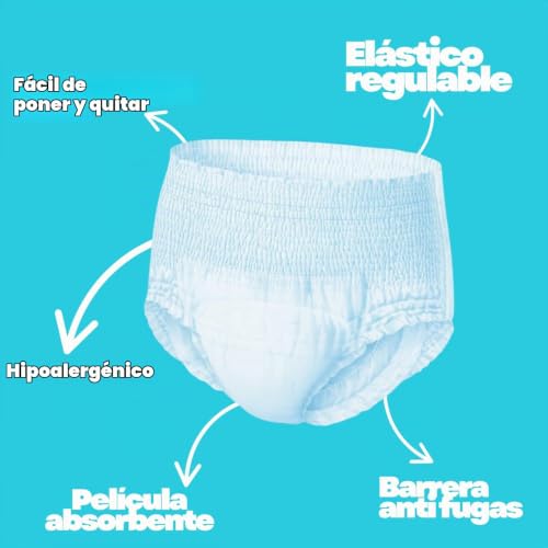 PAUSERCARE Unisex Adult Diaper Panty | Super Absorbents for Severe Incontinence | Men & Women | 15 Disposable Units | Maximum Discrete Protection | Day and Night SIZE M-L
