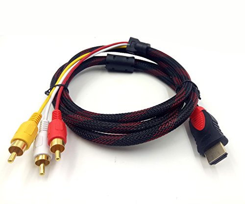 HDMI to RCA Cable, Qaoquda 5ft/1.5m HDMI Male To 3-RCA Video Audio AV Component Converter Adapter Cable For HDTV - Thumbnail 3