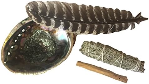 NA Spiritual Smudging Kit for Prosperity, Relaxation &amp; Purification Smudge Gift Kit Abalone Shell, Feather, Smudge Stick, Palo Santo