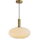 KCO Lighting Large Milk Glass Pendant Lighting Kitchen Island Brushed Brass Globe Pendant Light Mid Century Modern Hanging Li