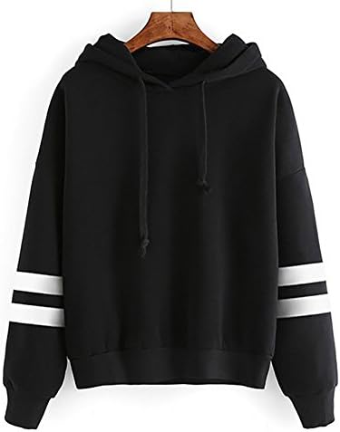 Harson Women Sweater Long Sleeve Cute Hoodie Warm Sweatshirt Hooded Pullover Tops (M, Black)