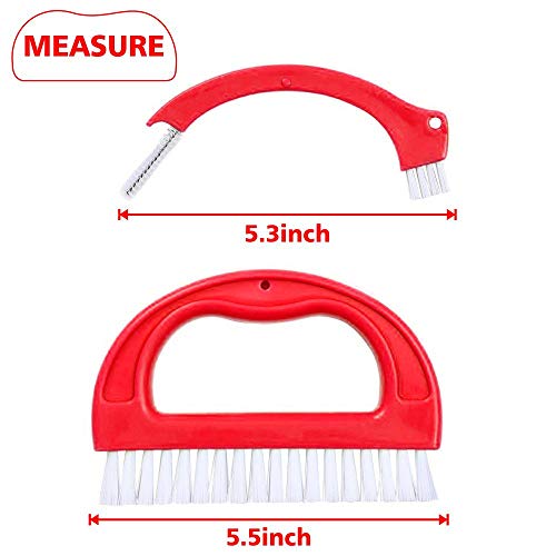 Grout Brush Cleaner, Marble/Bath/Stone Tile Joint Grout Cleaning Scrubber Brush with Handle, Stiff Cleaning Brush for Shower, Bathroom, Floors, Window Track and Kitchen (3 in 1)