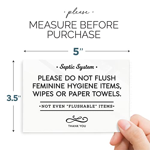 3.5x5 Inch Septic System Bathroom Sign, Do Not Flush Feminine Hygiene
