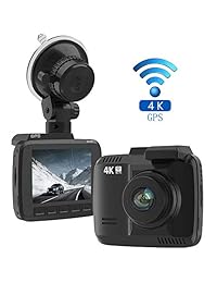 LAYDRAN 4K Dash Cam DVR Dashboard Cámara grabadora, WiFi y GPS incorporados, G Sensor, WDR, LCD de 2.4 ", Lente gran angular de 150 grados, Grabación de bucle, Detección de modas, Monitor de estacionamiento, Compresión H.264