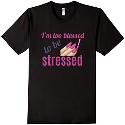 Men's Too Blessed to be Stressed Religious Christian T-shirt 2XL Black